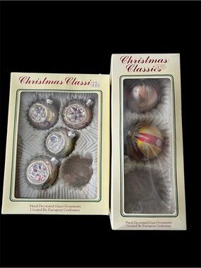Vintage Commodore Christmas Classics Glass Ornaments - lot of 6